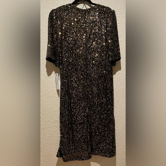 NWT Calvin Klein Sequins Ruched Asymmetrical Gold & Black Size 22W - Picture 13 of 14